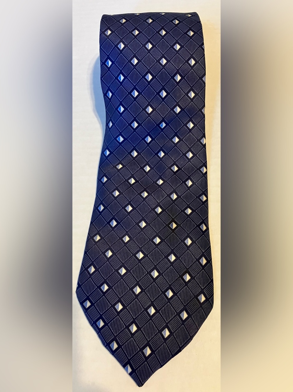 RBM Classic Navy Geometric Silk Tie Made in USA